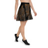 Custom dark gray Map Skirt featuring copper street map details, shown with black athletic shoes on a white background.