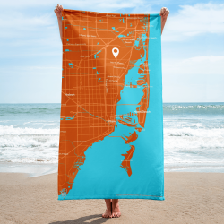 Custom Map Swim Towel with Personalized Location | MapStuff