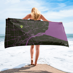 Custom Map Swim Towel with Personalized Location | MapStuff