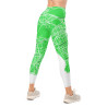 Custom green and white Map Leggings featuring a bold street map design, shown from the back with white athletic shoes.