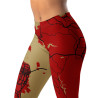 Custom red and gold Map Leggings featuring bold street and coastal map details.